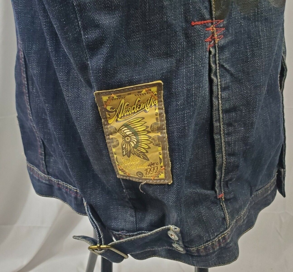Akademiks Denim Jacket XL Southwestern Cowboy Indian Native America Jean Jacket - Picture 8 of 10